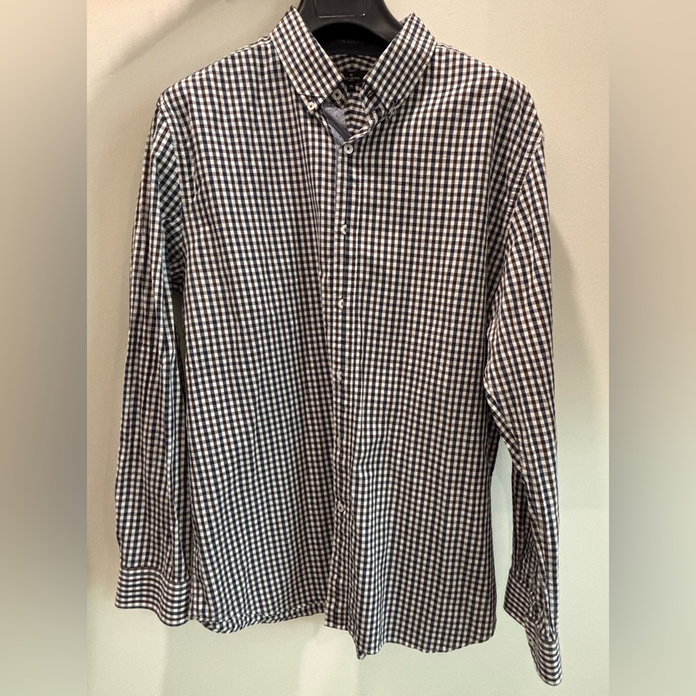 Jeff Banks Men's Brown, Blue and White Checkered Shirt